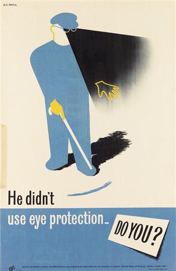 HANS ARNOLD ROTHHOLZ (1919-2000) & PATRICK COKAYNE KEELY (?-1970).  [WORK SAFETY]. Group of 3 posters. Circa 1943-1944. Sizes vary. Lox